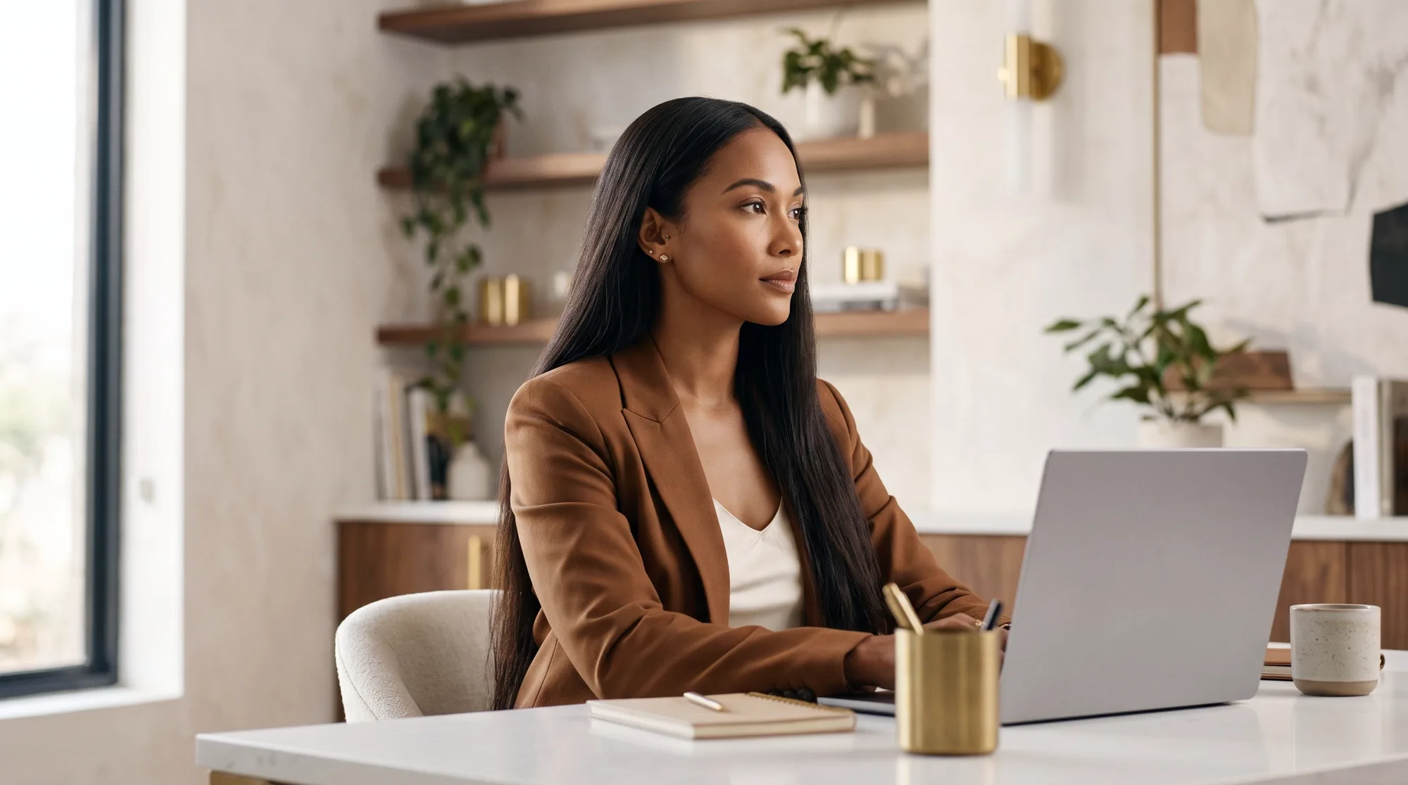 A Syncware client reviewing her company's system